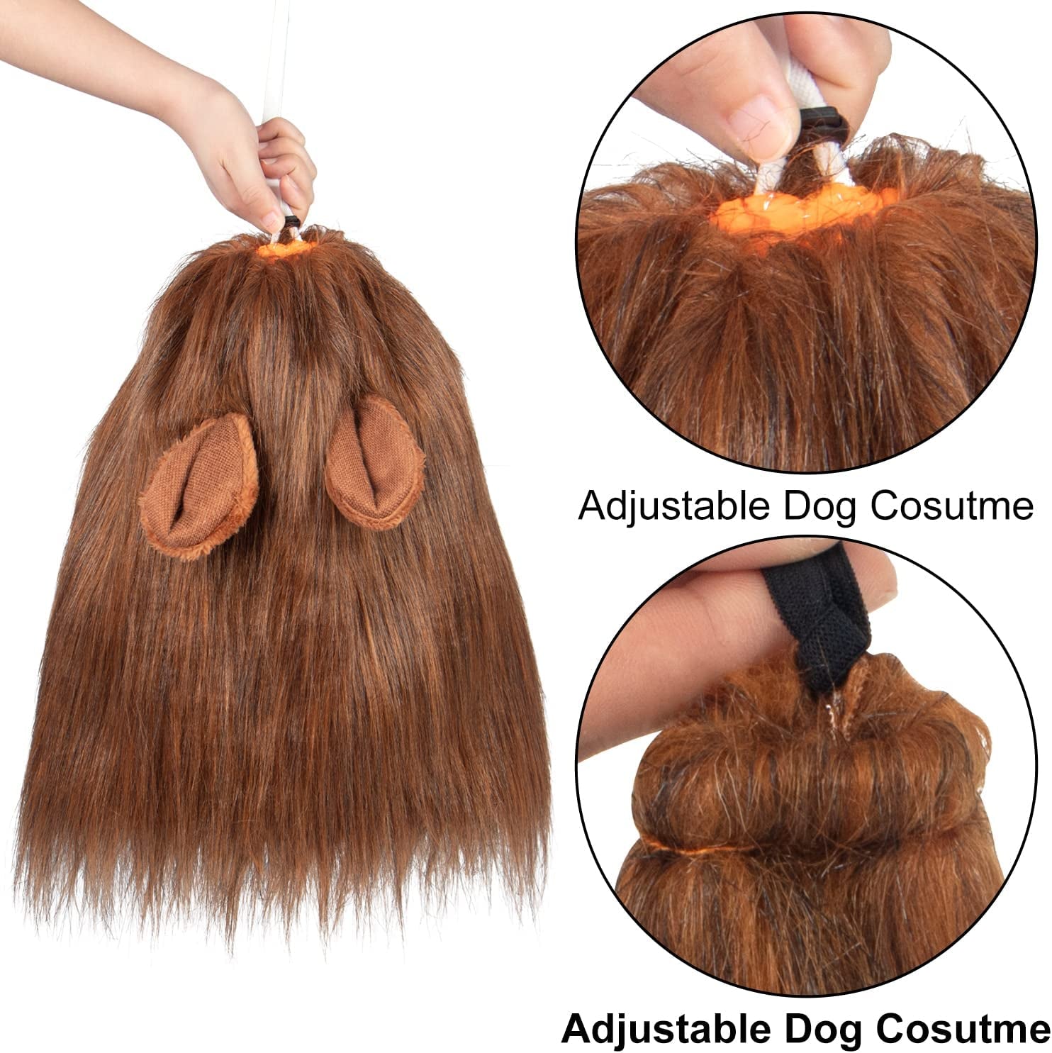 Lion Mane for Dog Costumes, Realistic Wig for Medium to Large Sized Dogs (Dark Brown)