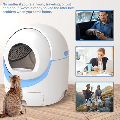 Self Cleaning Cat Litter Box, Automatic Litter Box with 2.4G Wifi APP Control , 40 Litter Liners&Mat