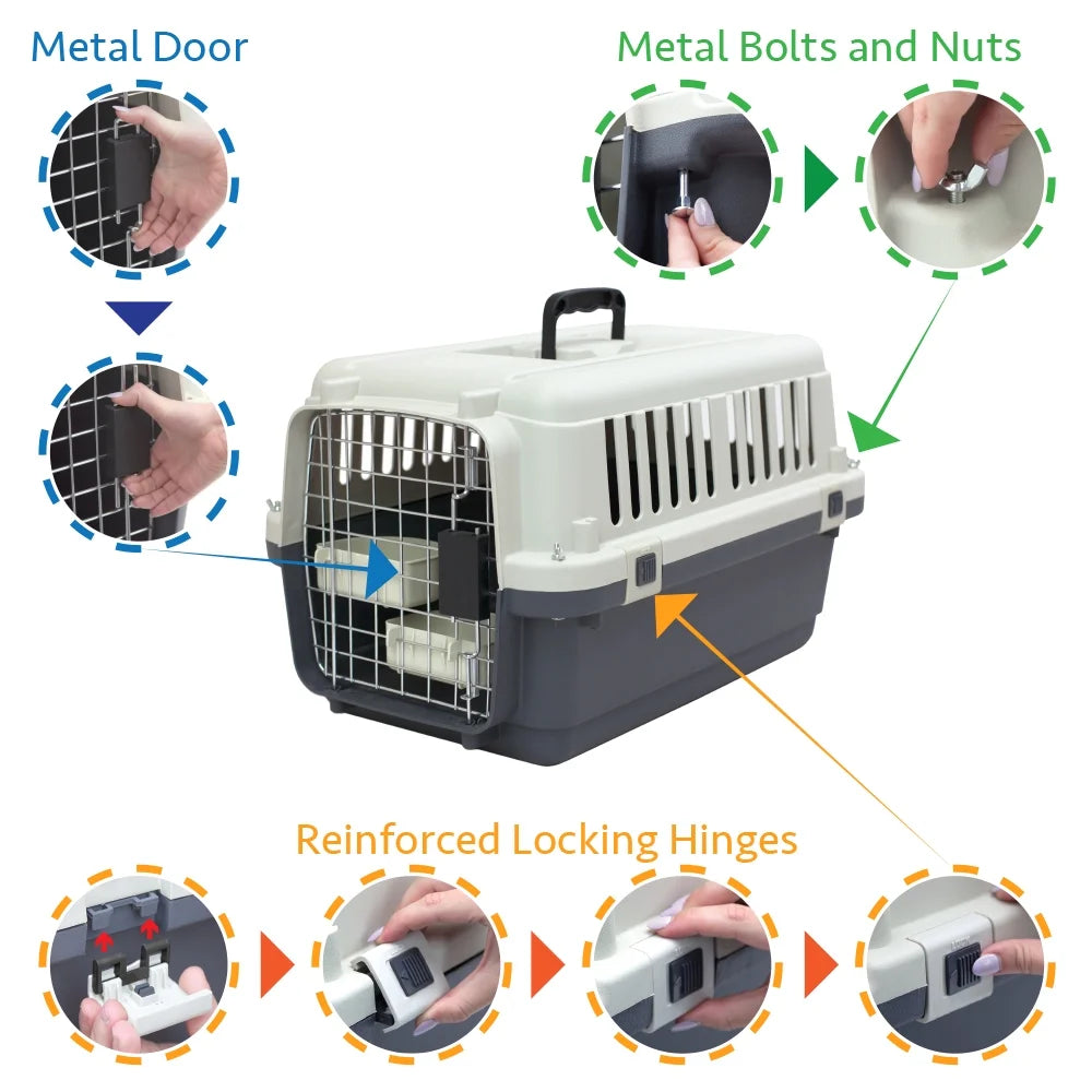 Plastic Dog IATA Airline Approved Kennel Carrier, Large